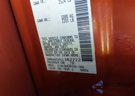 2020 Nissan Maxima Sr Xtronic Cvt z USA, uszkodzony, nr VIN 1N4AA6EV4LC362222